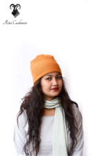 Orange Plain Cashmere Hat