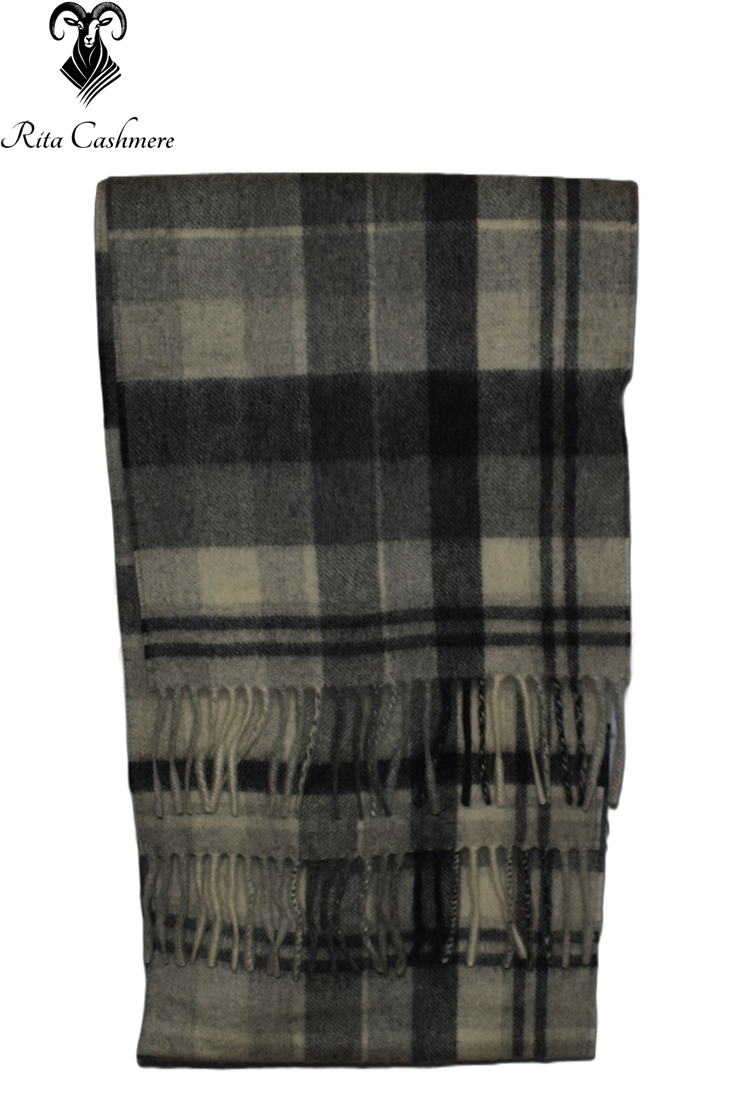 Cashmere Fringes Woven Check Scarf