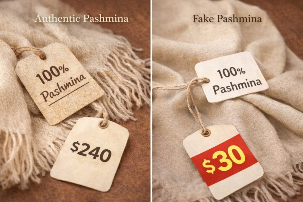 Consider the Price to identify genuine pashmina