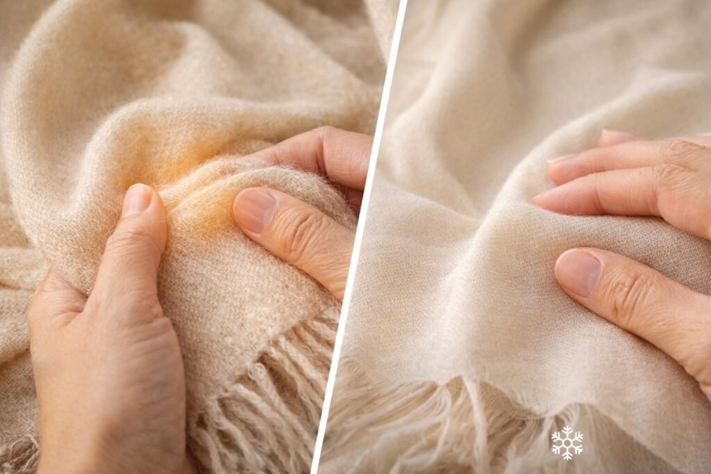 Feel the Texture to identify genuine pashmina