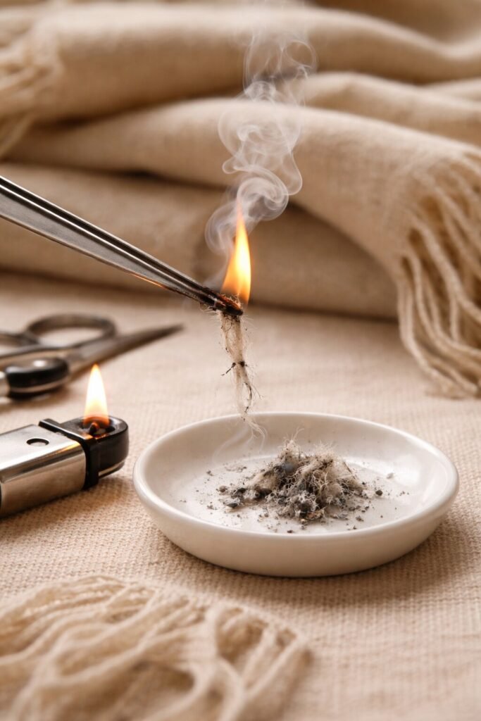 perform burn test to identify genuine pashmina