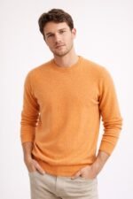 orange cashmere sweater for men