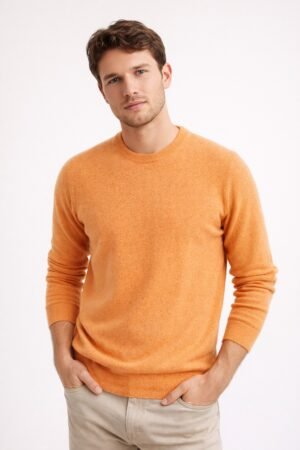 orange cashmere sweater for men